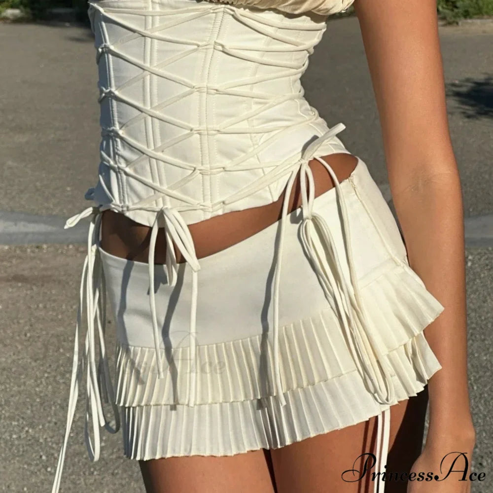 Tie Up Tiered Frilly Skirt