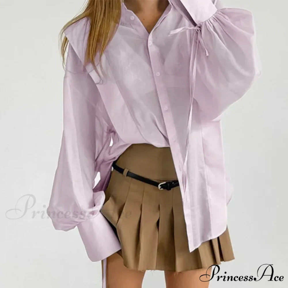Tie-Up Transparent Informal Blouse