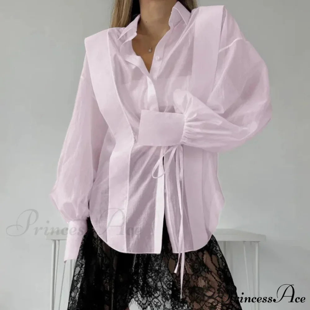 Tie-Up Transparent Informal Blouse