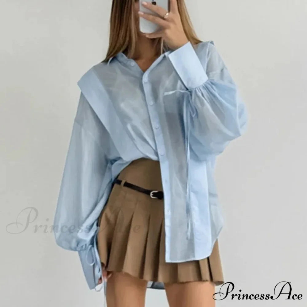 Tie-Up Transparent Informal Blouse