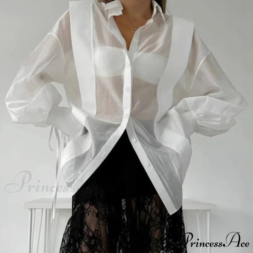 Tie-Up Transparent Informal Blouse