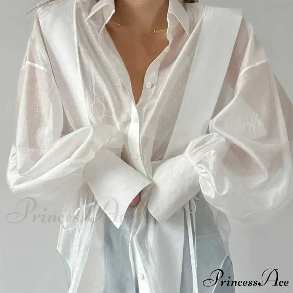 Tie-Up Transparent Informal Blouse