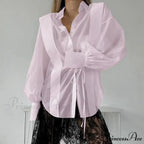 Tie-Up Transparent Informal Blouse