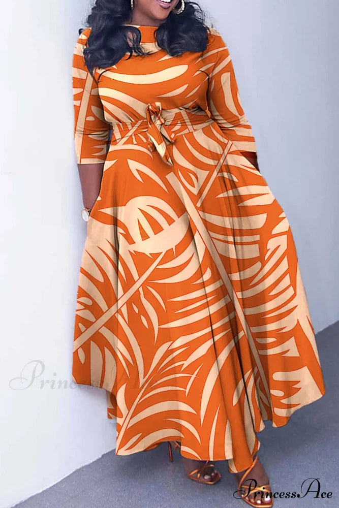Tie-waist Dress with Print