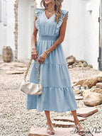 Tiered for Full-Length Flutter Color Chiffon Solid Arm Gown Women