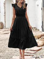 Tiered for Full-Length Flutter Color Chiffon Solid Arm Gown Women