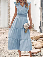 Tiered for Full-Length Flutter Color Chiffon Solid Arm Gown Women