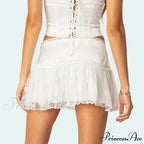 Tiered Lace Billowy Frilled Skirt