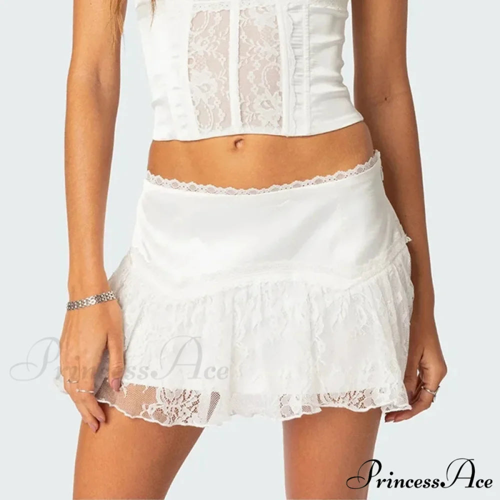 Tiered Lace Billowy Frilled Skirt