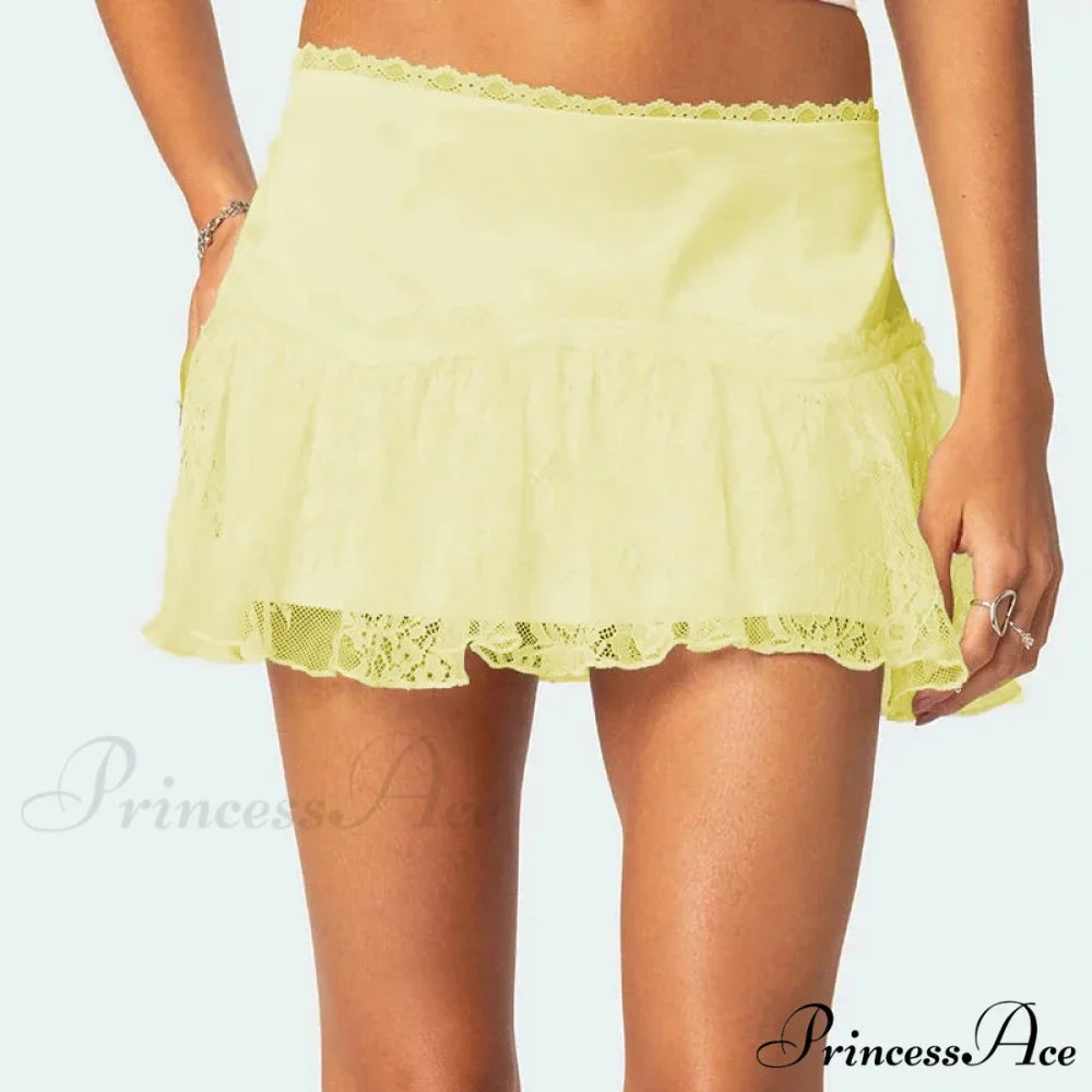Tiered Lace Billowy Frilled Skirt