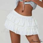 Tiered Lace Edging A-Line Skirt