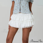 Tiered Lace Edging A-Line Skirt