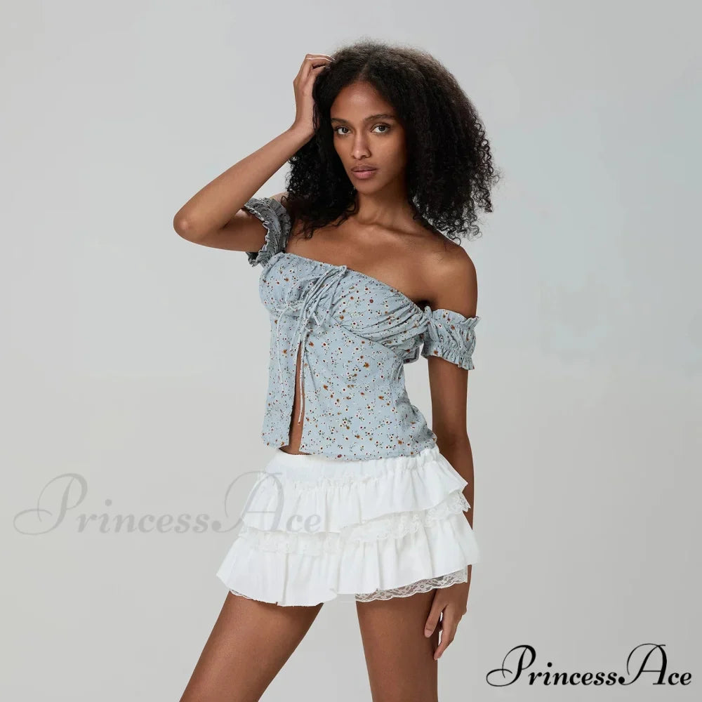 Tiered Lace Edging A-Line Skirt