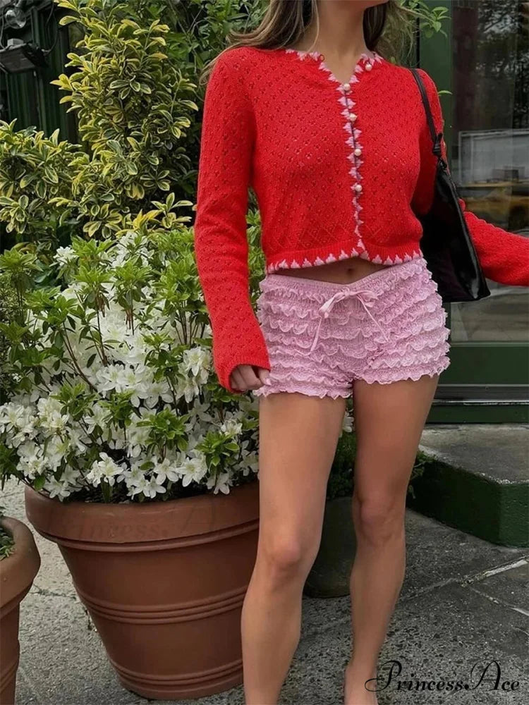 Tiered Lace Ribbon Bloomer Short