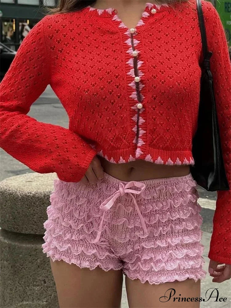 Tiered Lace Ribbon Bloomer Short