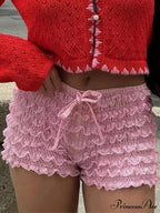 Tiered Lace Ribbon Bloomer Short