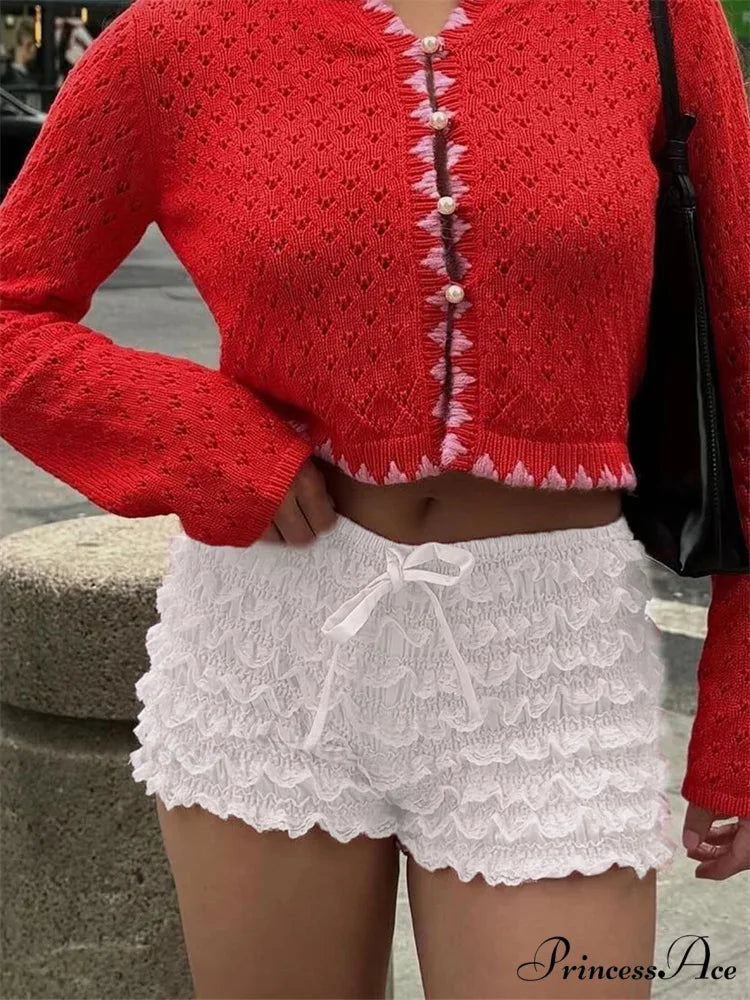 Tiered Lace Ribbon Bloomer Short