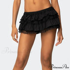 Tiered Lace Trim Skort Skirt