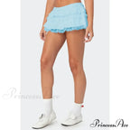 Tiered Lace Trim Skort Skirt