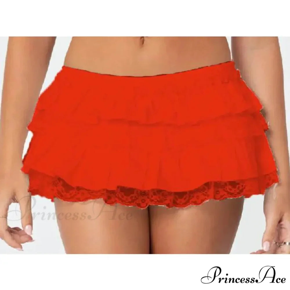 Tiered Lace Trim Skort Skirt