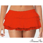 Tiered Lace Trim Skort Skirt