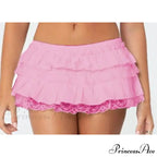 Tiered Lace Trim Skort Skirt
