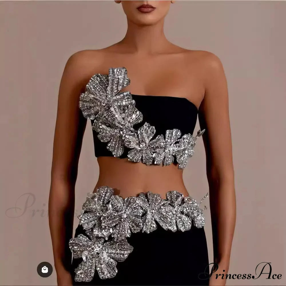 Tight Dress Set with Sparkling Details Prom Dress