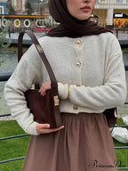 Tight Fit Round-neck Cardigan