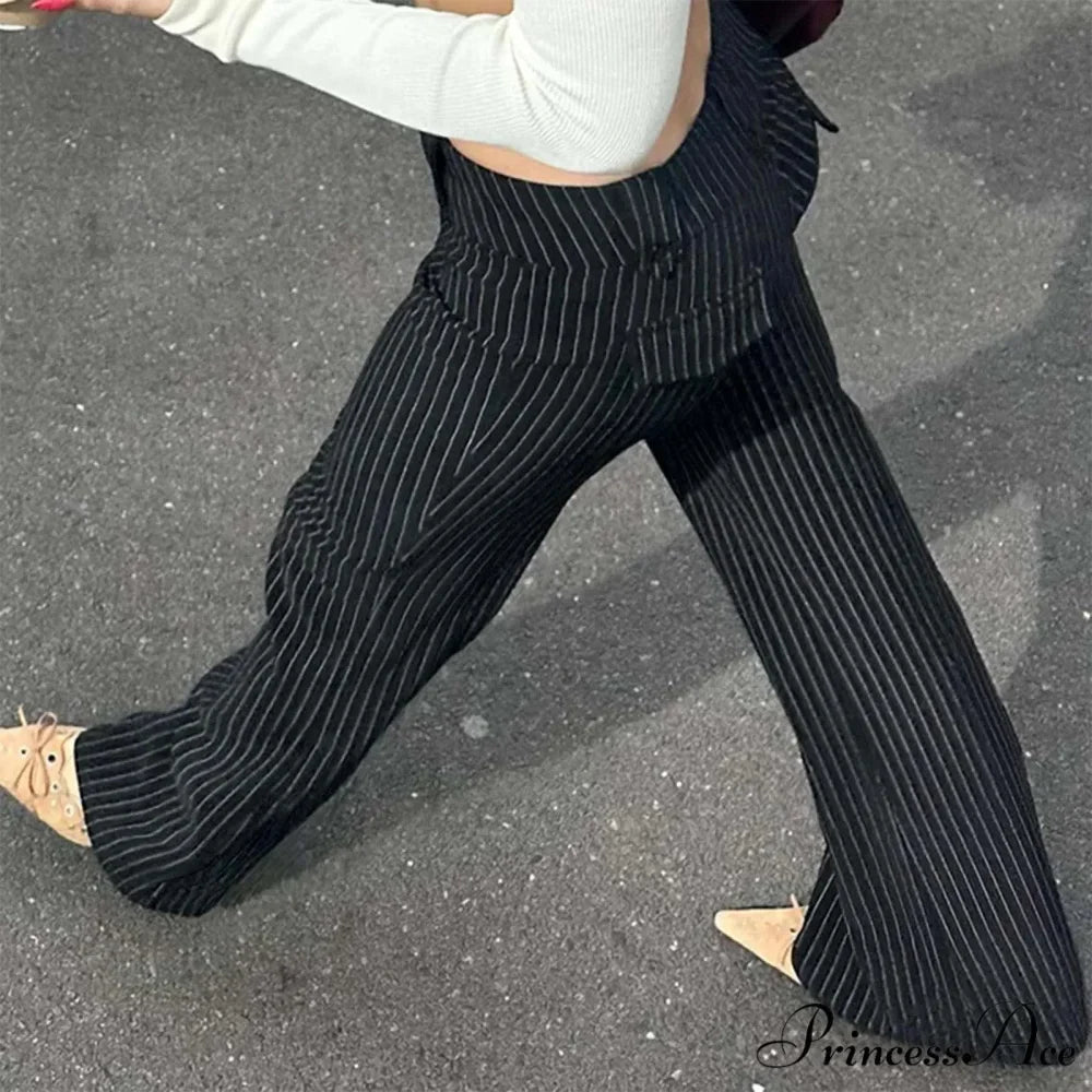 Tight Fit Striped Lowered Fashion Trousers