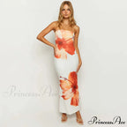 Tight-fitting Flower Pattern Strapless Informal Seaside Flower Dress