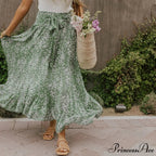 Tiny Blossom Frill Korean Fashion Tall Waist Swing Extended Skirt