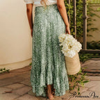 Tiny Blossom Frill Korean Fashion Tall Waist Swing Extended Skirt