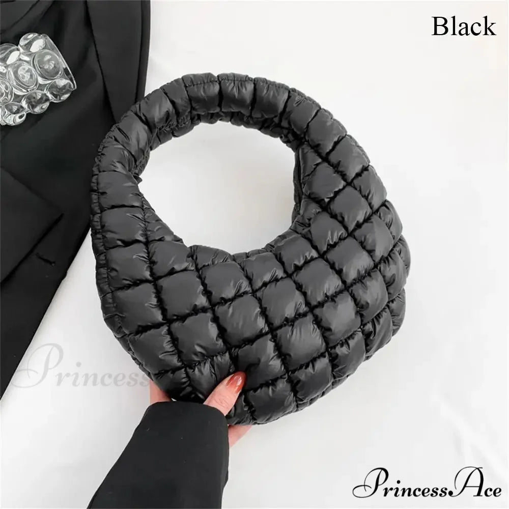 Tiny Quilted Tote Cotton Padded Shoulder Purse