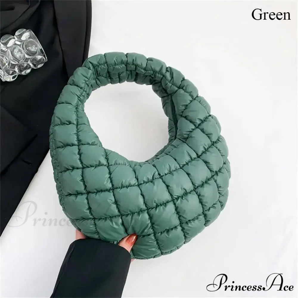 Tiny Quilted Tote Cotton Padded Shoulder Purse