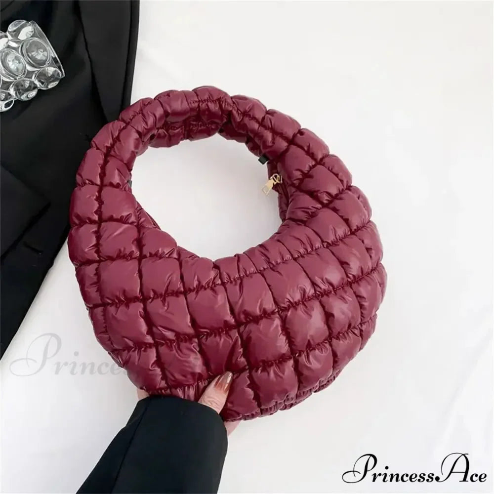 Tiny Quilted Tote Cotton Padded Shoulder Purse