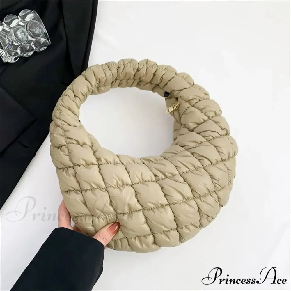 Tiny Quilted Tote Cotton Padded Shoulder Purse