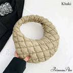 Tiny Quilted Tote Cotton Padded Shoulder Purse