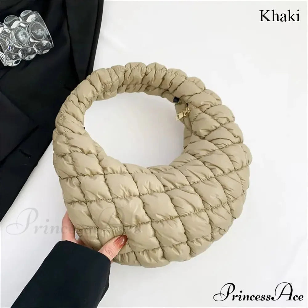 Tiny Quilted Tote Cotton Padded Shoulder Purse