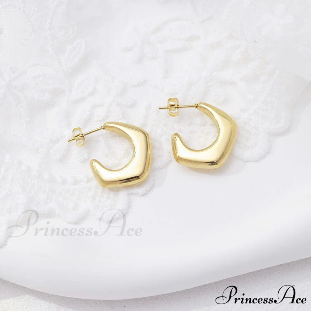 Titanium Steel C Shape Irregular Stud Earrings