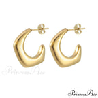Titanium Steel C Shape Irregular Stud Earrings