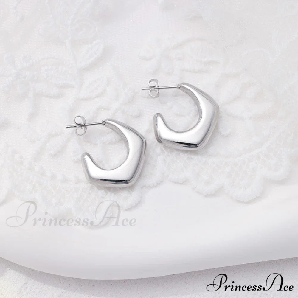 Titanium Steel C Shape Irregular Stud Earrings