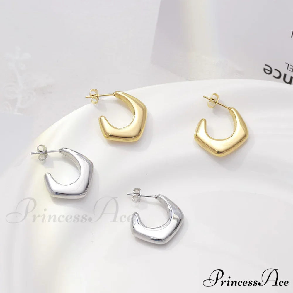 Titanium Steel C Shape Irregular Stud Earrings