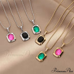Titanium Steel Colorful Crystal Pendant Necklaces