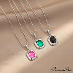 Titanium Steel Colorful Crystal Pendant Necklaces