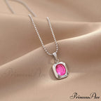 Titanium Steel Colorful Crystal Pendant Necklaces