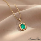 Titanium Steel Colorful Crystal Pendant Necklaces