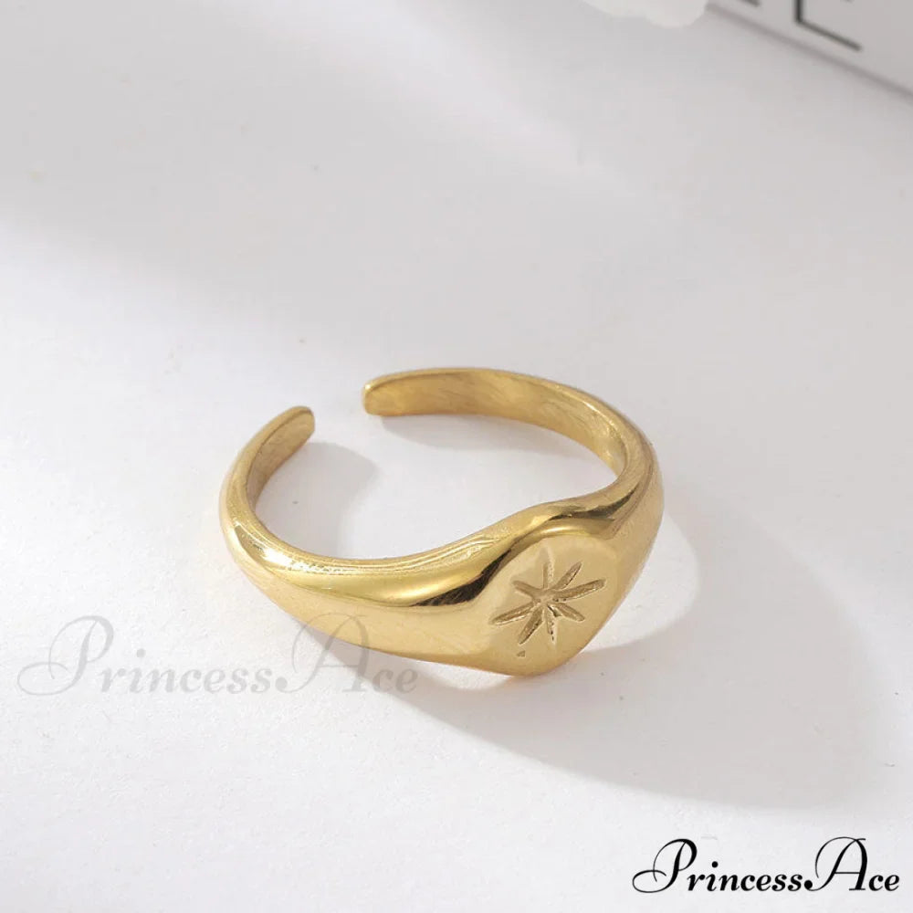 Titanium Steel Gold Plated Eight-pointed Star Rings