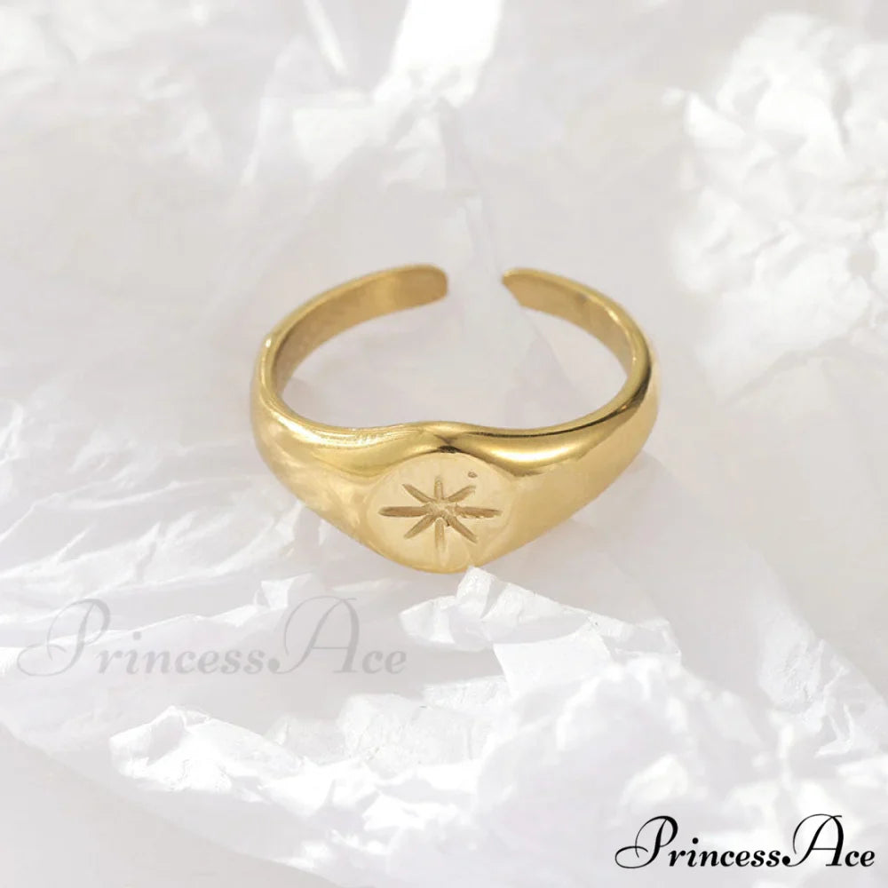 Titanium Steel Gold Plated Eight-pointed Star Rings