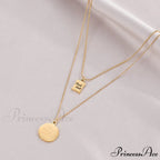 Titanium Steel Lucky Mini Board Double Layer Necklaces