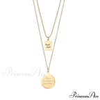 Titanium Steel Lucky Mini Board Double Layer Necklaces